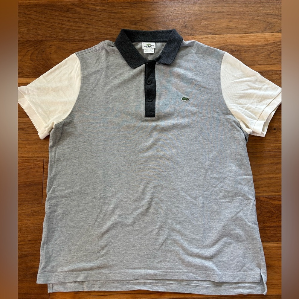 Lacoste Gray and White Polo Shirt